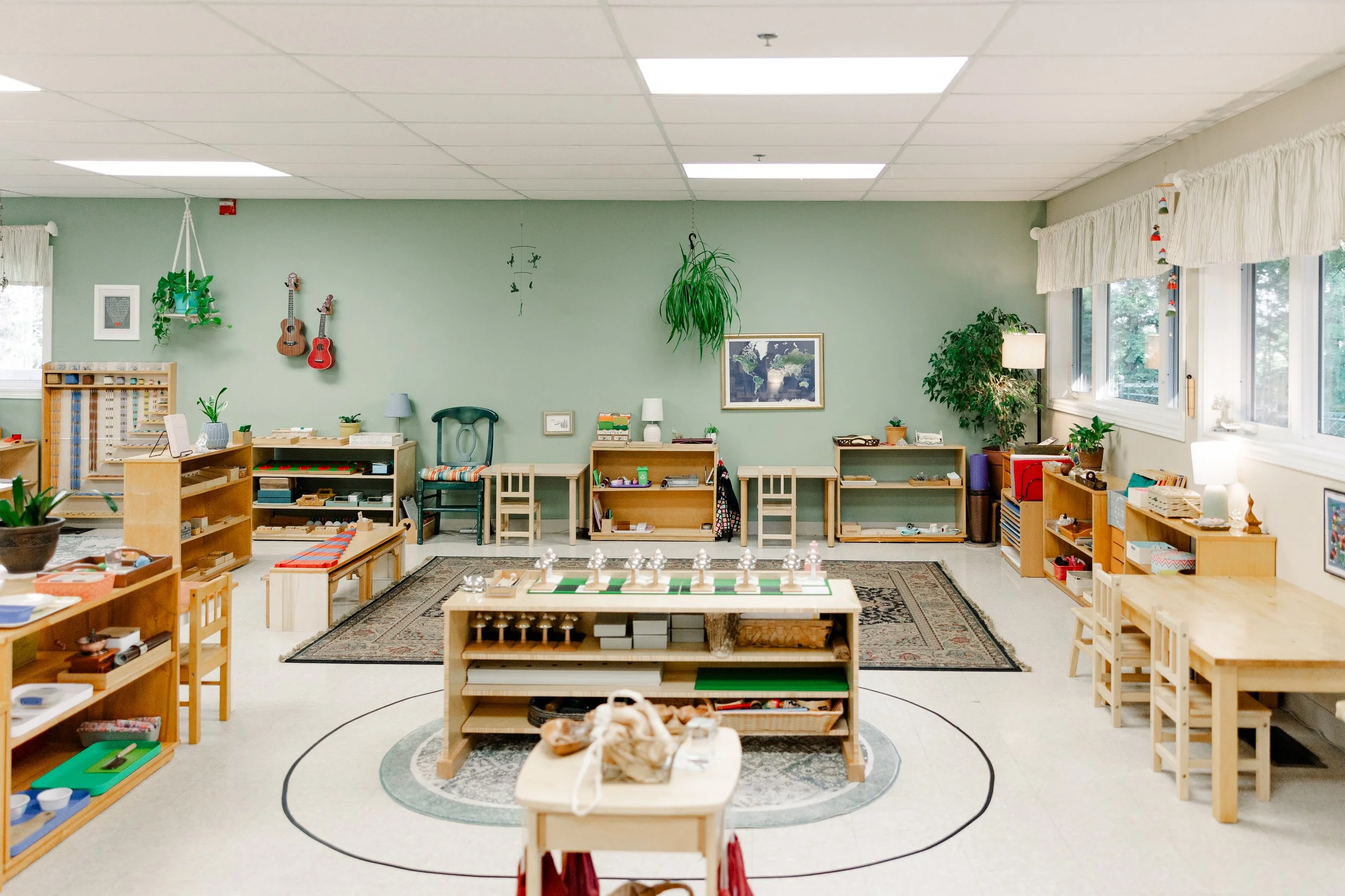 Children working with Montessori materials